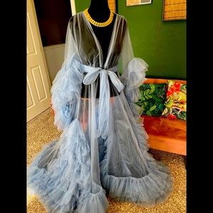 Dusty blue tulle robe
